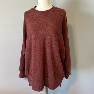 Sz S Zenana burgundy tunic length long sleeve crew neck top